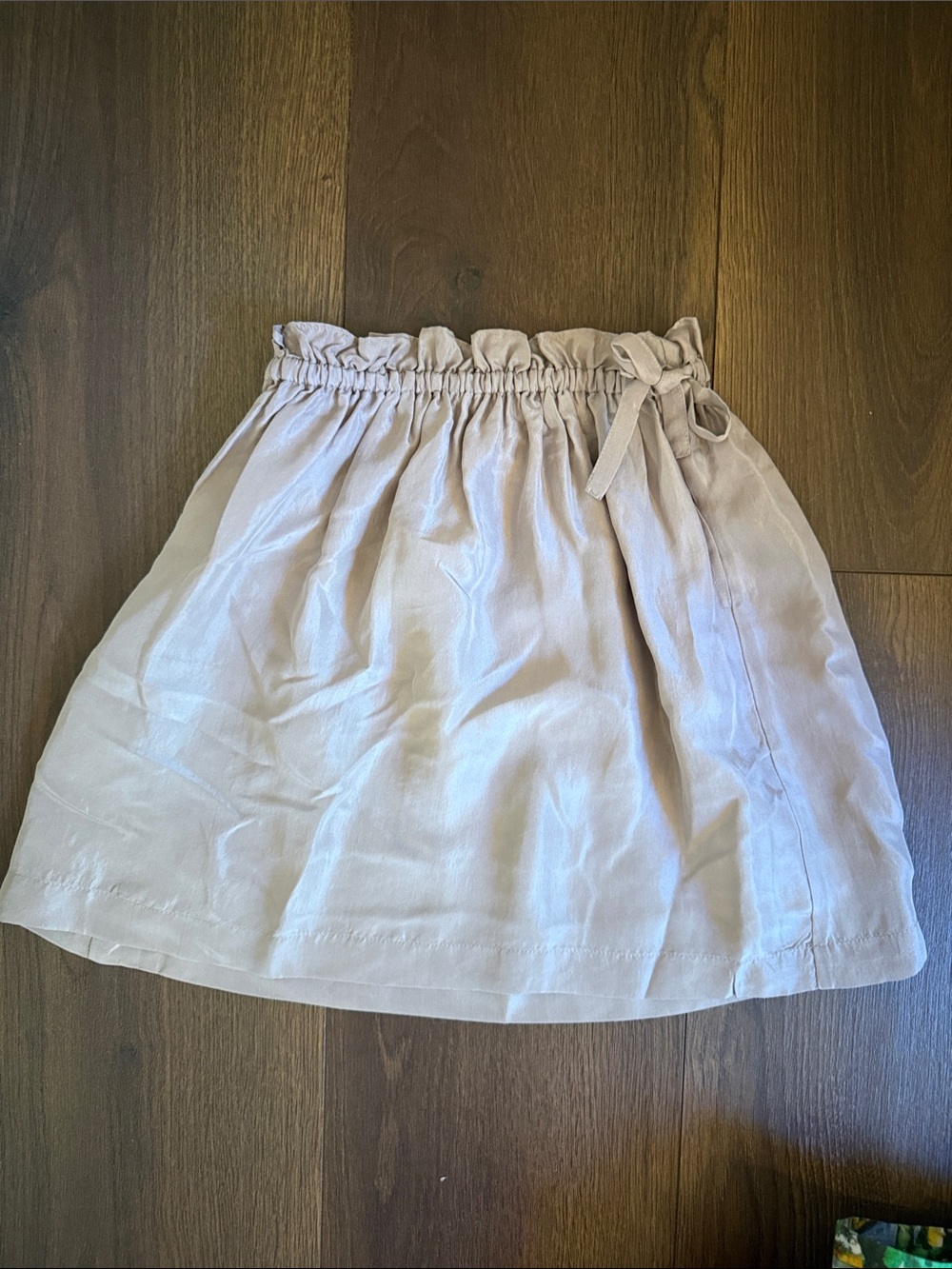 NWT Caramel Girls Light Beige 100% Silk Elastic Waist Skirt